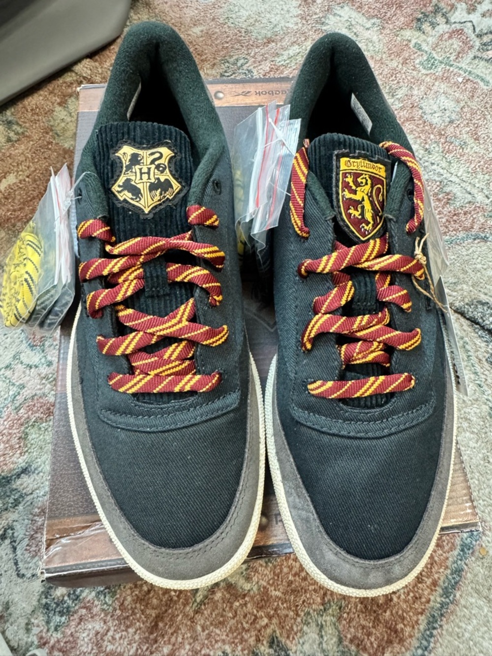 Harry Potter Reebok C 85 Black and Brown Low-Top Sneakers with Burgundy